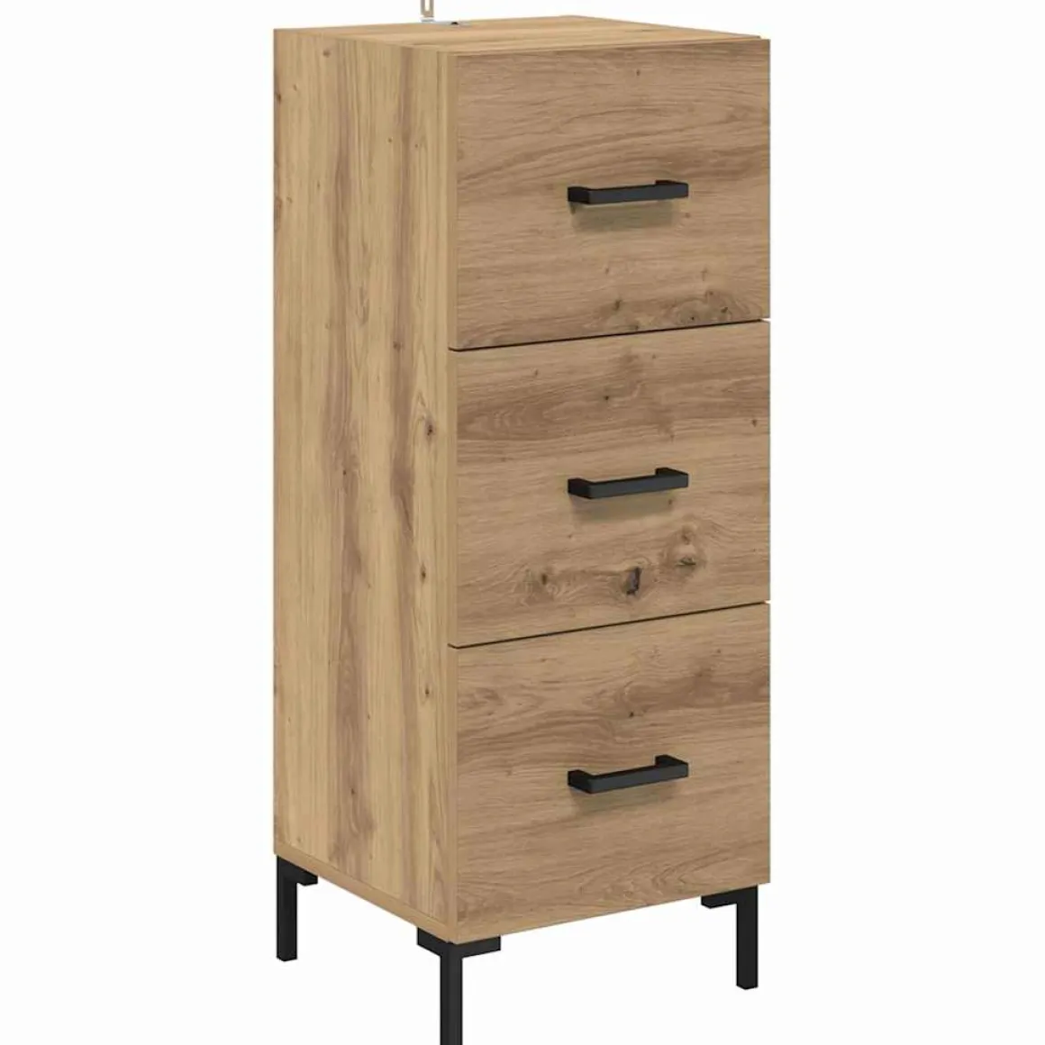 Armario auxiliar Adrianne 1 puerta + 3 cajones roble 180x34,5x34 cm