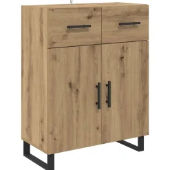 Armario auxiliar Babi 2 puertas + 2 cajones + 3 estantes roble 180x69,5x32,5 cm
