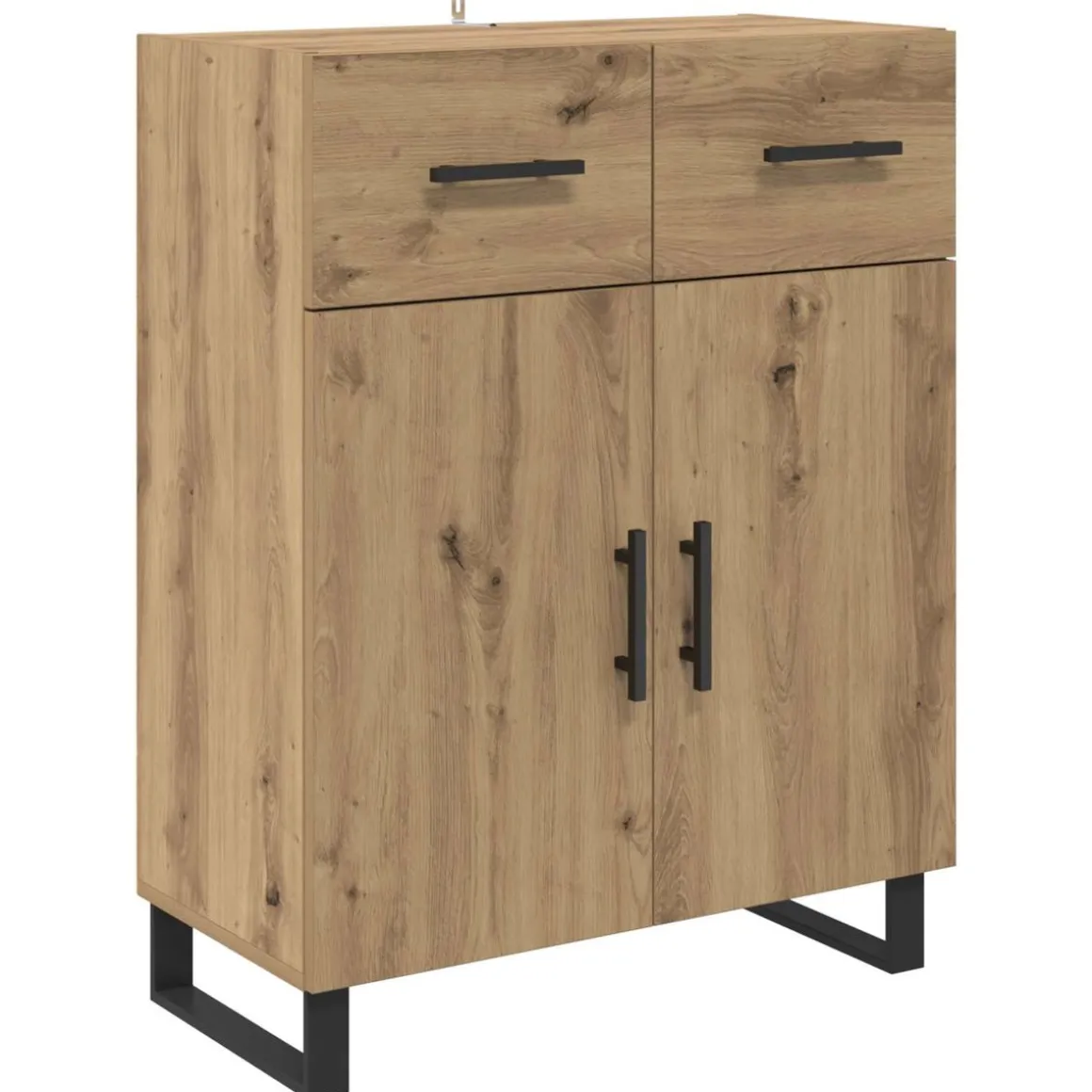 Armario auxiliar Babi 2 puertas + 2 cajones + 3 estantes roble 180x69,5x32,5 cm