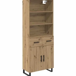 Armario auxiliar Babi 2 puertas + 2 cajones + 3 estantes roble 180x69,5x32,5 cm