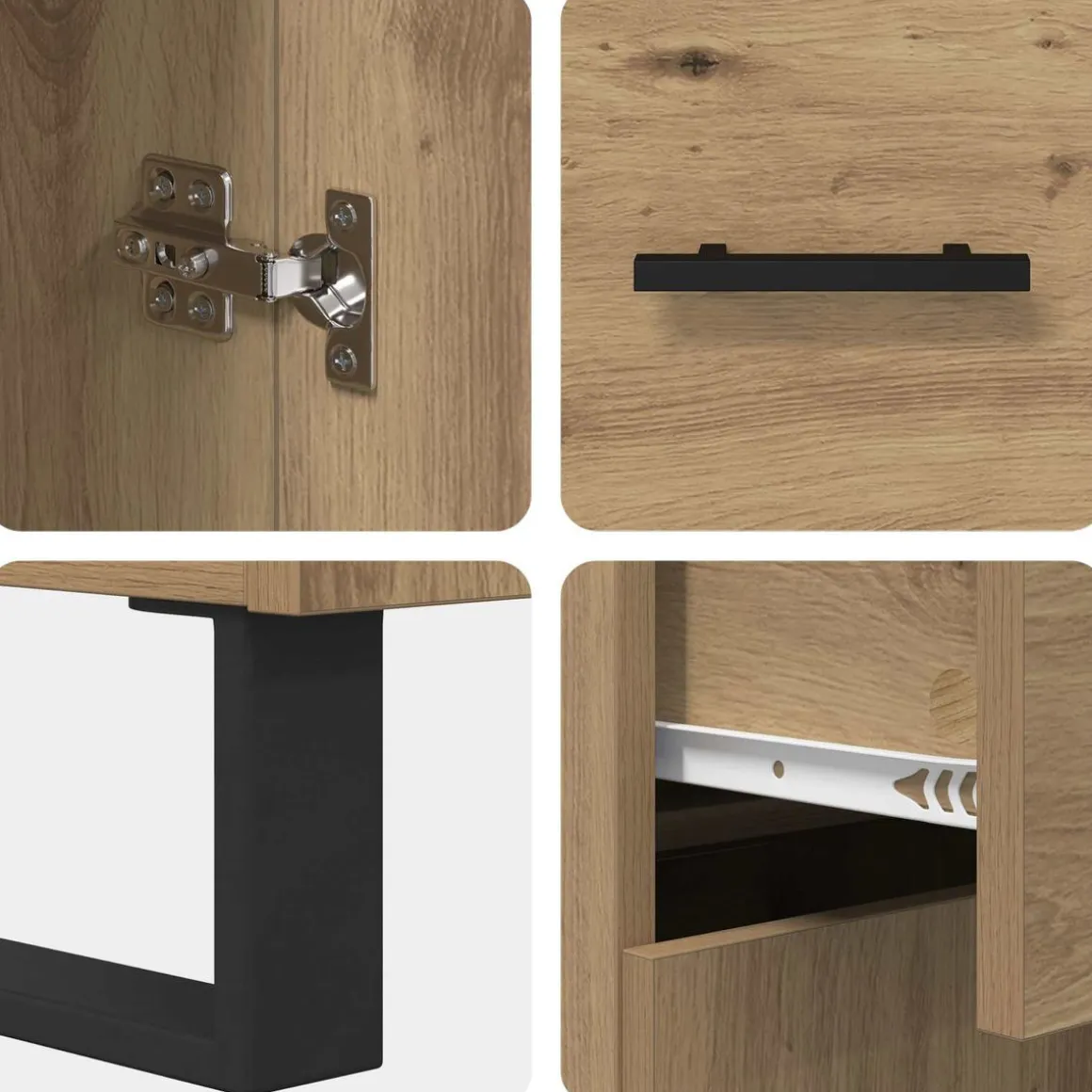 Armario auxiliar Babi 2 puertas + 2 cajones + 3 estantes roble 180x69,5x32,5 cm