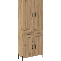Armario auxiliar Carla 3 estantes + 2 cajones + 2 puertas roble 180x69,5x34 cm