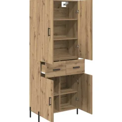 Armario auxiliar Carla 3 estantes + 2 cajones + 2 puertas roble 180x69,5x34 cm