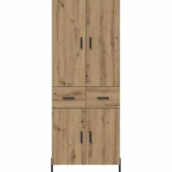 Armario auxiliar Carla 3 estantes + 2 cajones + 2 puertas roble 180x69,5x34 cm