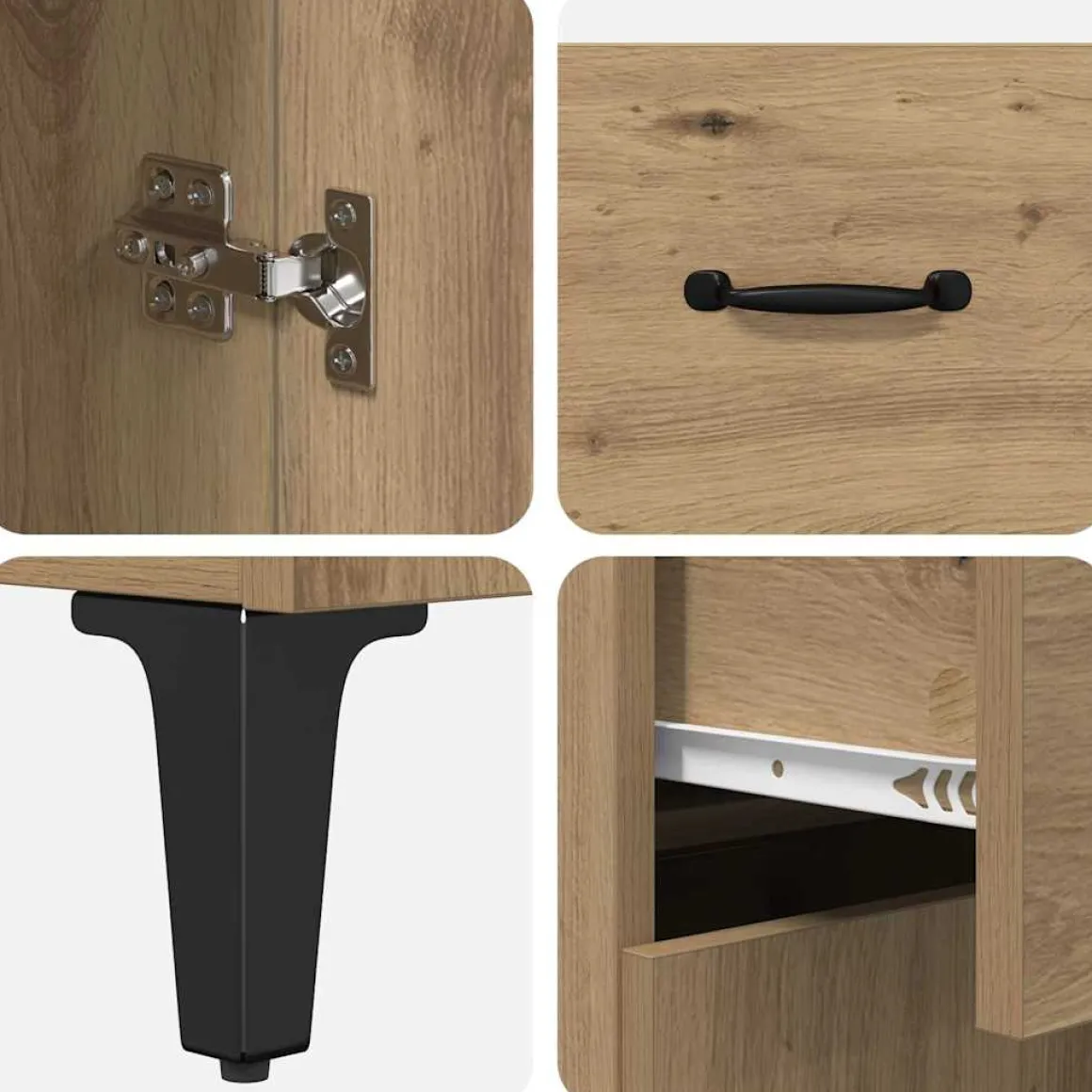 Armario auxiliar Carla 3 estantes + 2 cajones + 2 puertas roble 180x69,5x34 cm