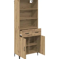 Armario auxiliar Carla 3 estantes + 2 cajones + 2 puertas roble 180x69,5x34 cm