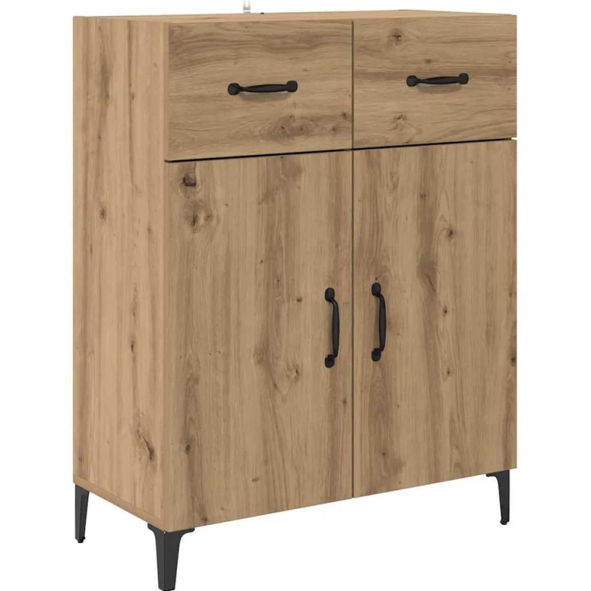 Armario auxiliar Carla 3 estantes + 2 cajones + 2 puertas roble 180x69,5x34 cm