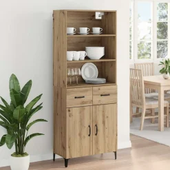 Armario auxiliar Carla 3 estantes + 2 cajones + 2 puertas roble 180x69,5x34 cm