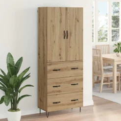 Armario auxiliar Carmina 2 puertas + 3 cajones natural 180x69,5x34 cm