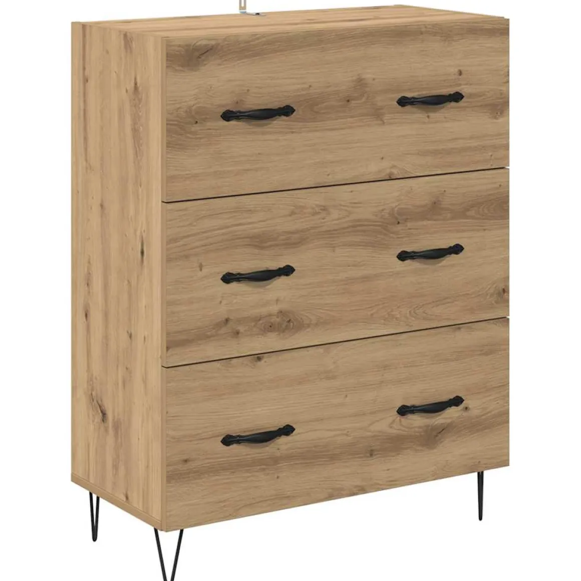 Armario auxiliar Carmina 2 puertas + 3 cajones natural 180x69,5x34 cm