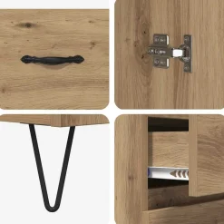 Armario auxiliar Carmina 2 puertas + 3 cajones natural 180x69,5x34 cm