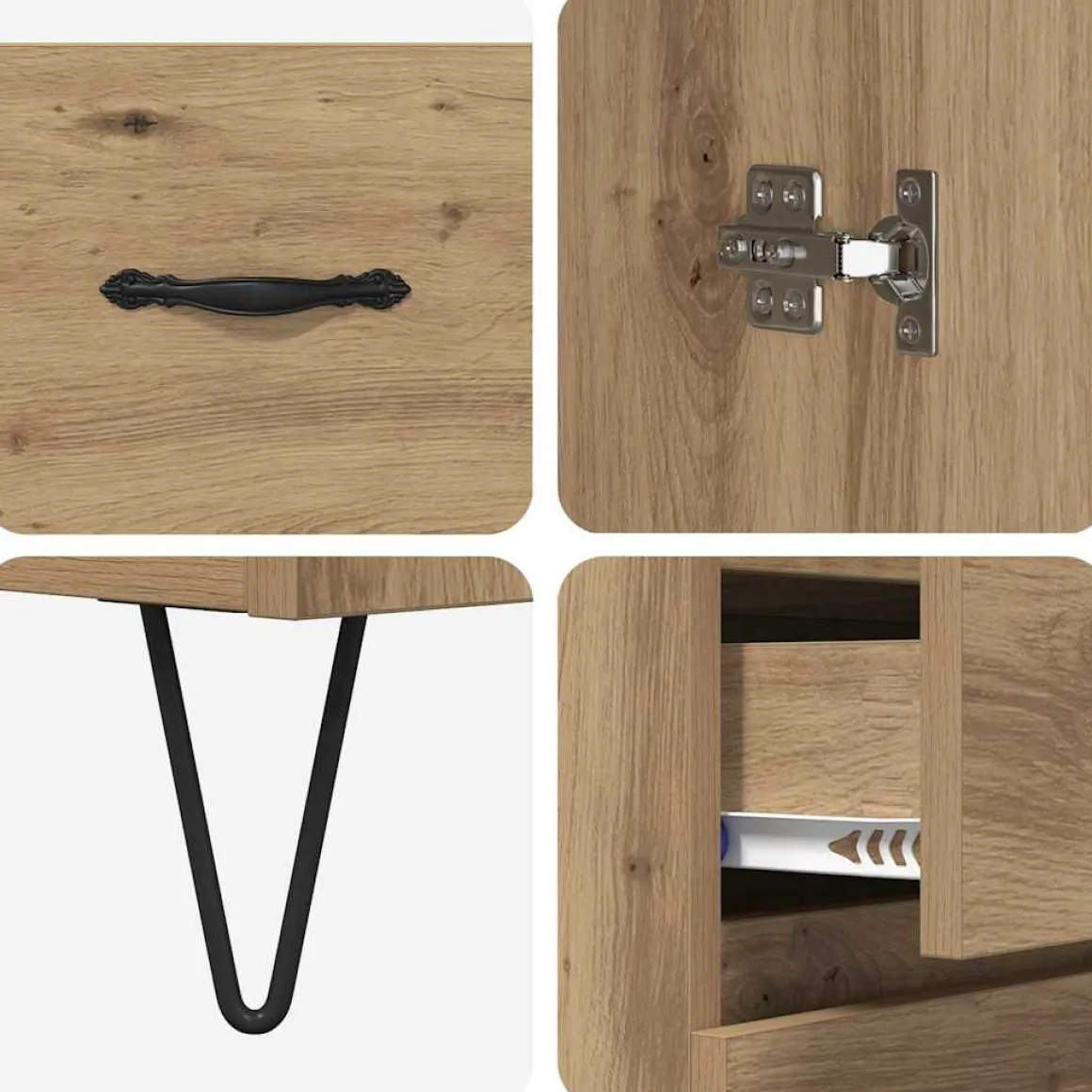 Armario auxiliar Carmina 2 puertas + 3 cajones natural 180x69,5x34 cm