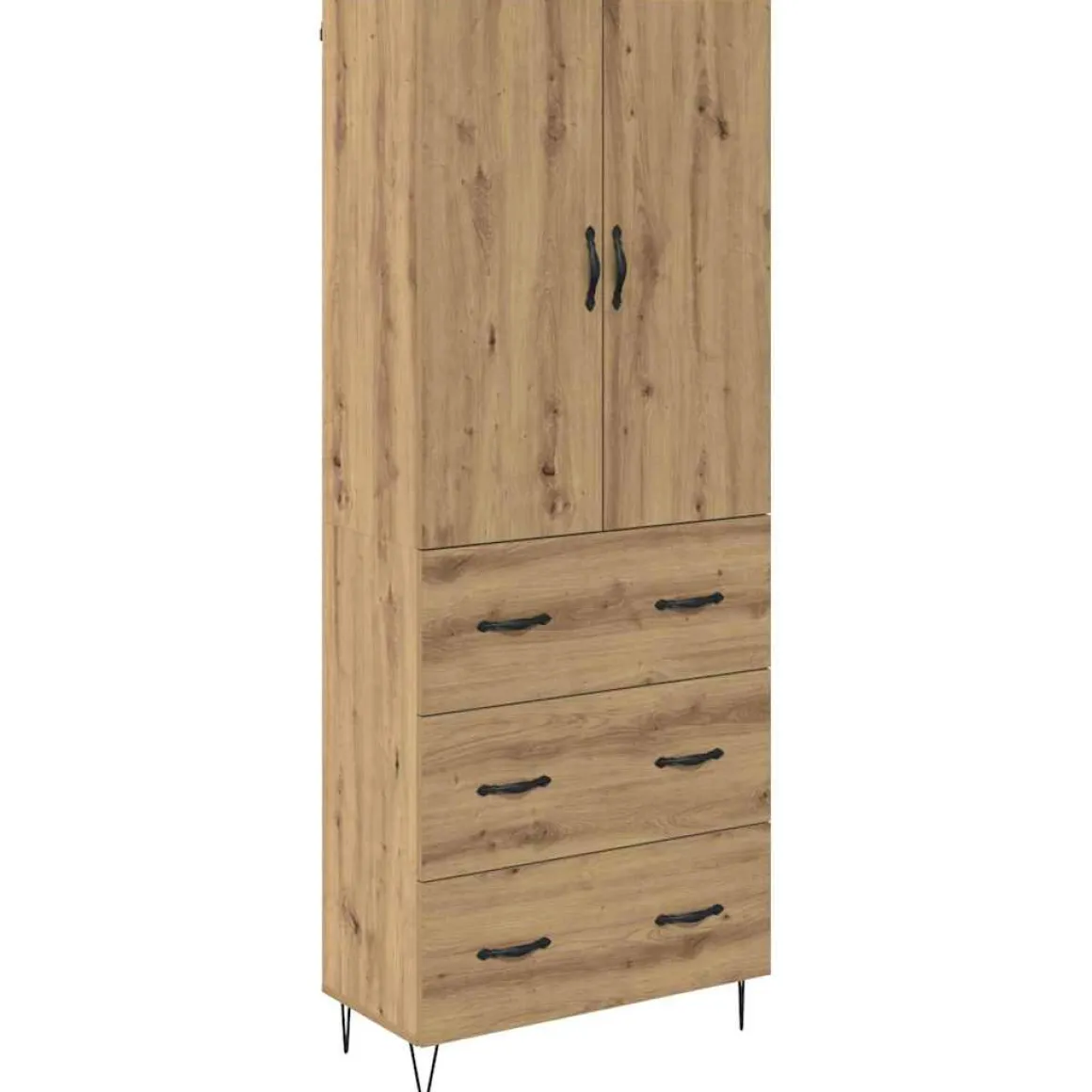 Armario auxiliar Carmina 2 puertas + 3 cajones natural 180x69,5x34 cm