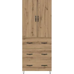 Armario auxiliar Carmina 2 puertas + 3 cajones natural 180x69,5x34 cm