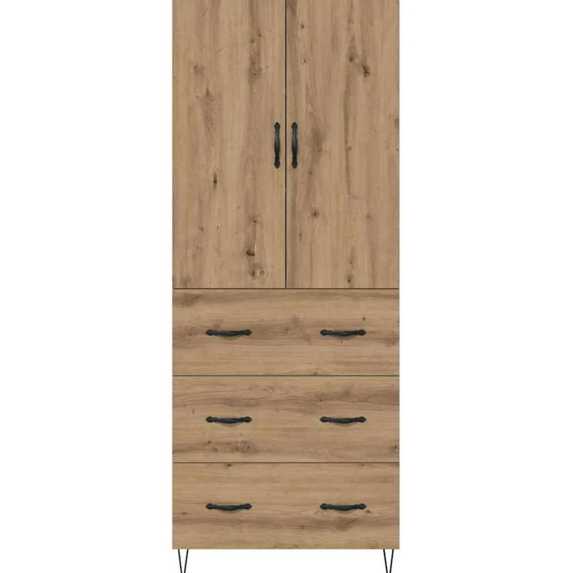 Armario auxiliar Carmina 2 puertas + 3 cajones natural 180x69,5x34 cm