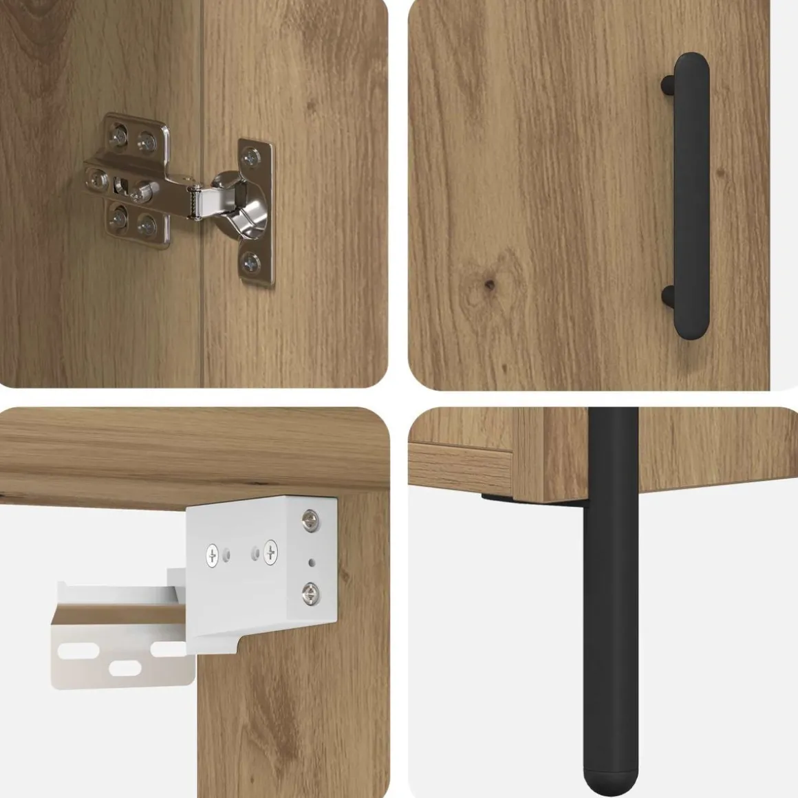 Armario auxiliar Caterina 2 puertas + 3 estantes roble 180x69,5x32,5 cm