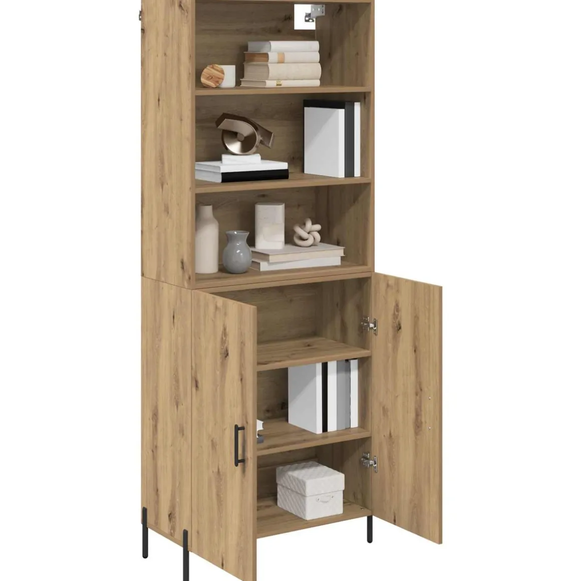 Armario auxiliar Caterina 2 puertas + 3 estantes roble 180x69,5x32,5 cm