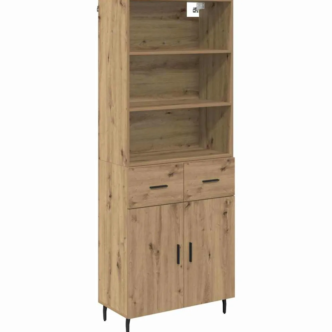 Armario auxiliar Caterina 3 estantes + 2 cajones + 2 puertas roble 180x69,5x32,5 cm