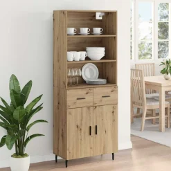 Armario auxiliar Caterina 3 estantes + 2 cajones + 2 puertas roble 180x69,5x32,5 cm