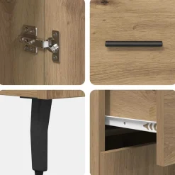 Armario auxiliar Caterina 3 estantes + 2 cajones + 2 puertas roble 180x69,5x32,5 cm