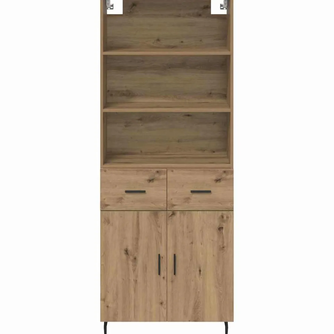 Armario auxiliar Caterina 3 estantes + 2 cajones + 2 puertas roble 180x69,5x32,5 cm