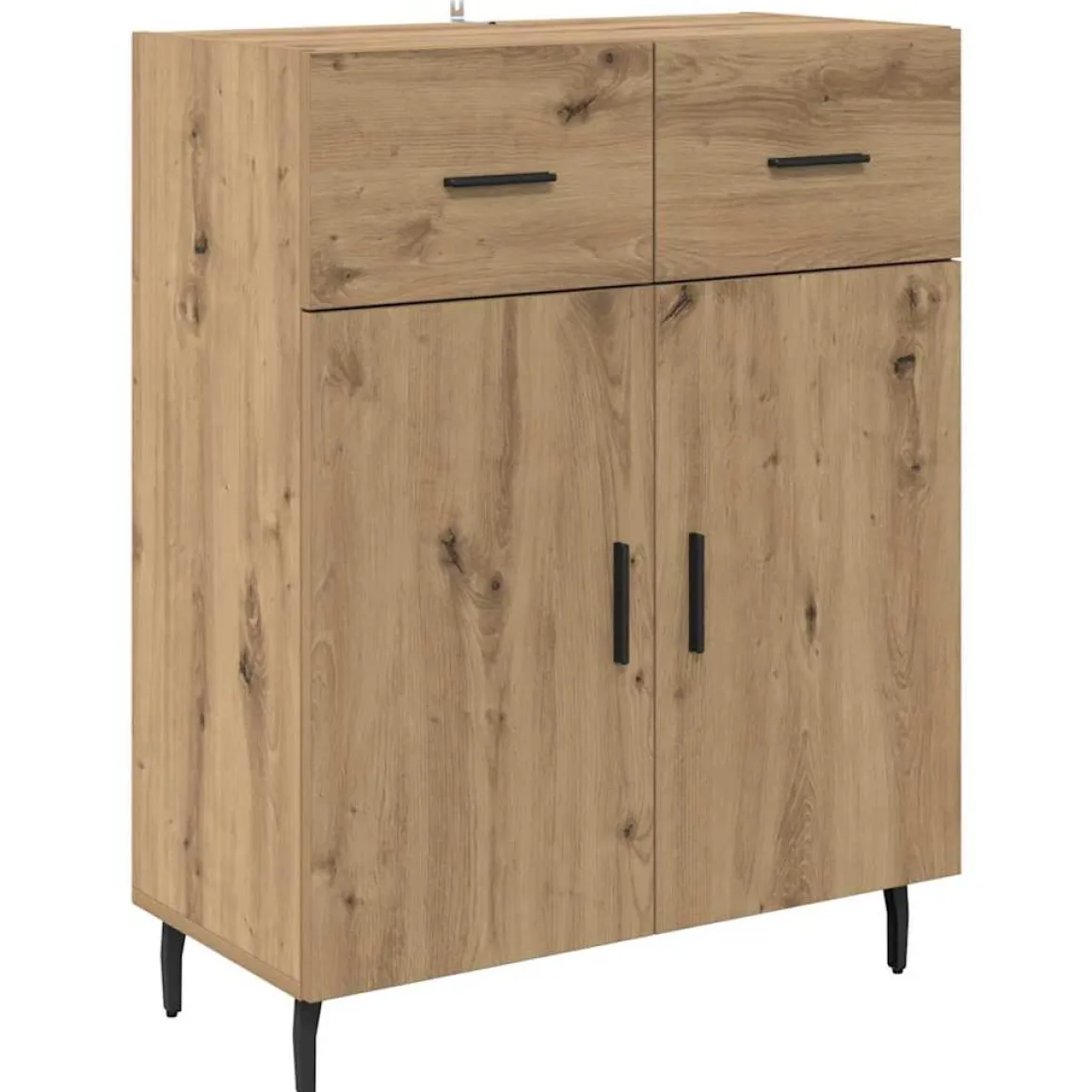 Armario auxiliar Caterina 3 estantes + 2 cajones + 2 puertas roble 180x69,5x32,5 cm