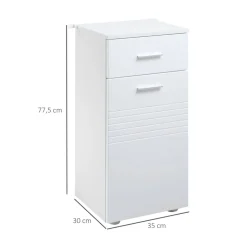 Armario auxiliar de baño Bowe Kleankin 1 puerta + cajón + estante ajustable blanco77,5x35x30 cm
