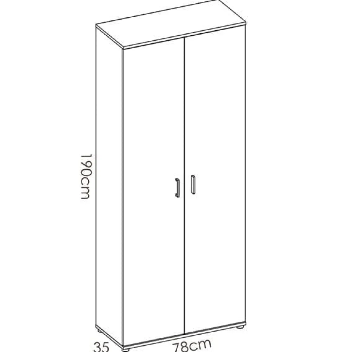 Armario auxiliar Fit 4 compartimentos con escobero abatibles blanco 190x78x35 cm
