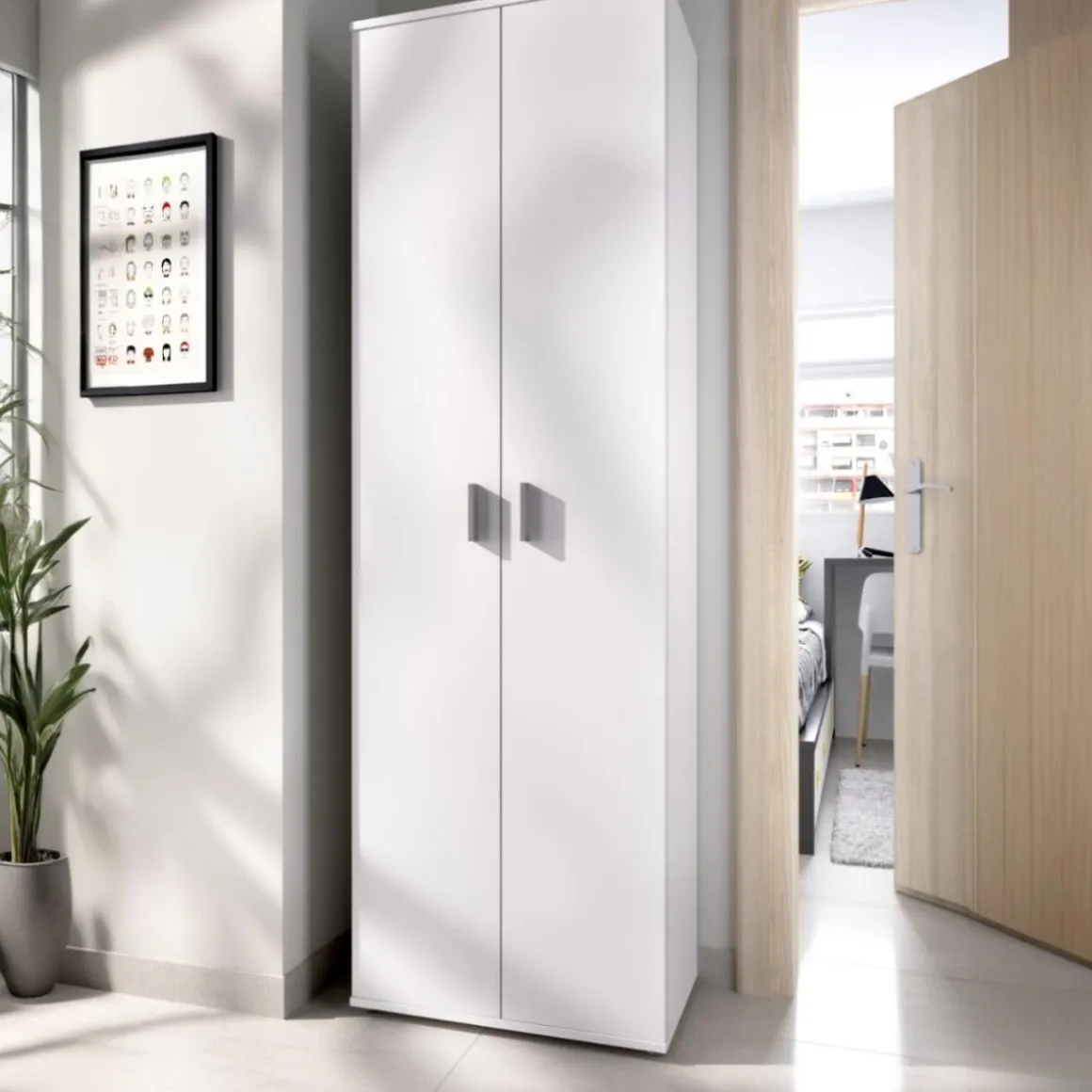 Armario auxiliar Fit 8 compartimentos blanco 190x61x35 cm