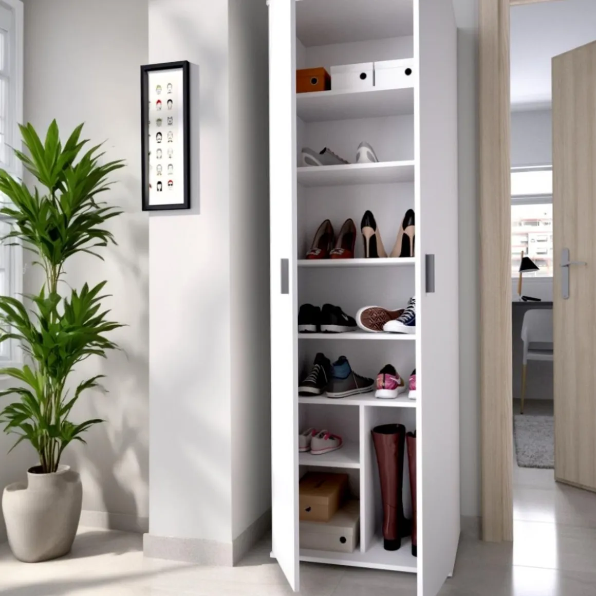 Armario auxiliar Fit 8 compartimentos blanco 190x61x35 cm