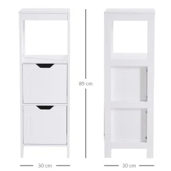 Armario auxiliar Folk Kleankin 2 cajones + estante blanco 89x30 cm