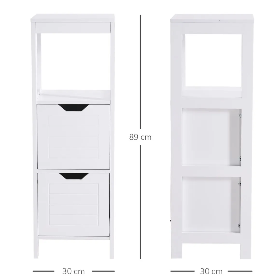 Armario auxiliar Folk Kleankin 2 cajones + estante blanco 89x30 cm