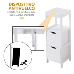 Armario auxiliar Folk Kleankin 2 cajones + estante blanco 89x30 cm