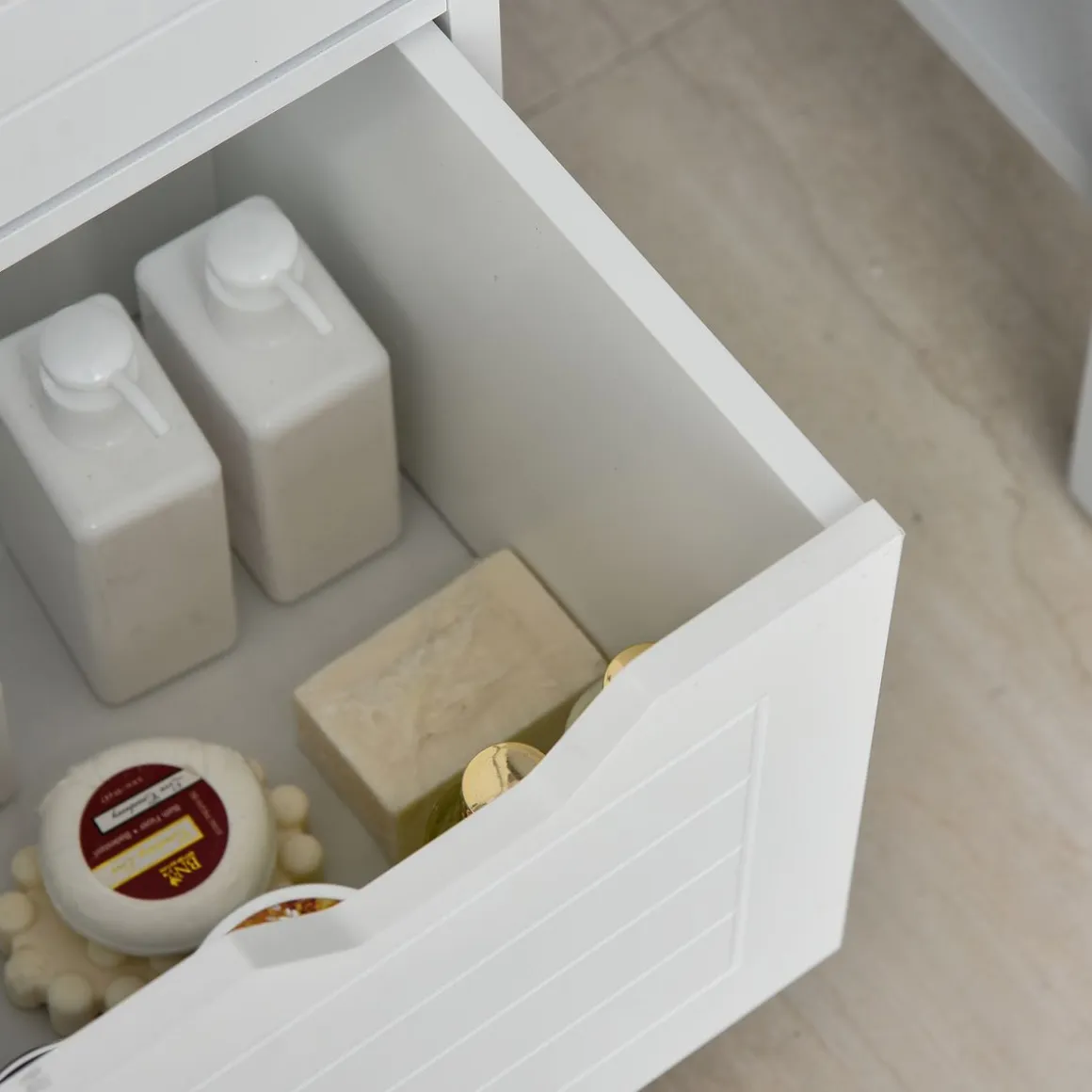 Armario auxiliar Folk Kleankin 2 cajones + estante blanco 89x30 cm
