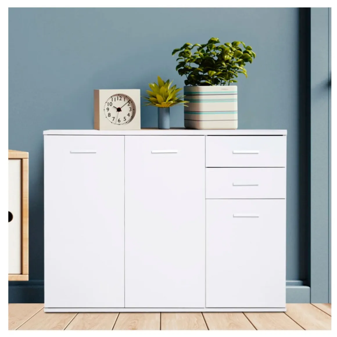 Armario auxiliar Homcom 3 armarios + 2 cajones blanco 76x106x35 cm