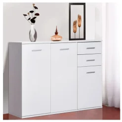 Armario auxiliar Homcom 3 armarios + 2 cajones blanco 76x106x35 cm
