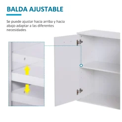 Armario auxiliar Homcom 3 armarios + 2 cajones blanco 76x106x35 cm