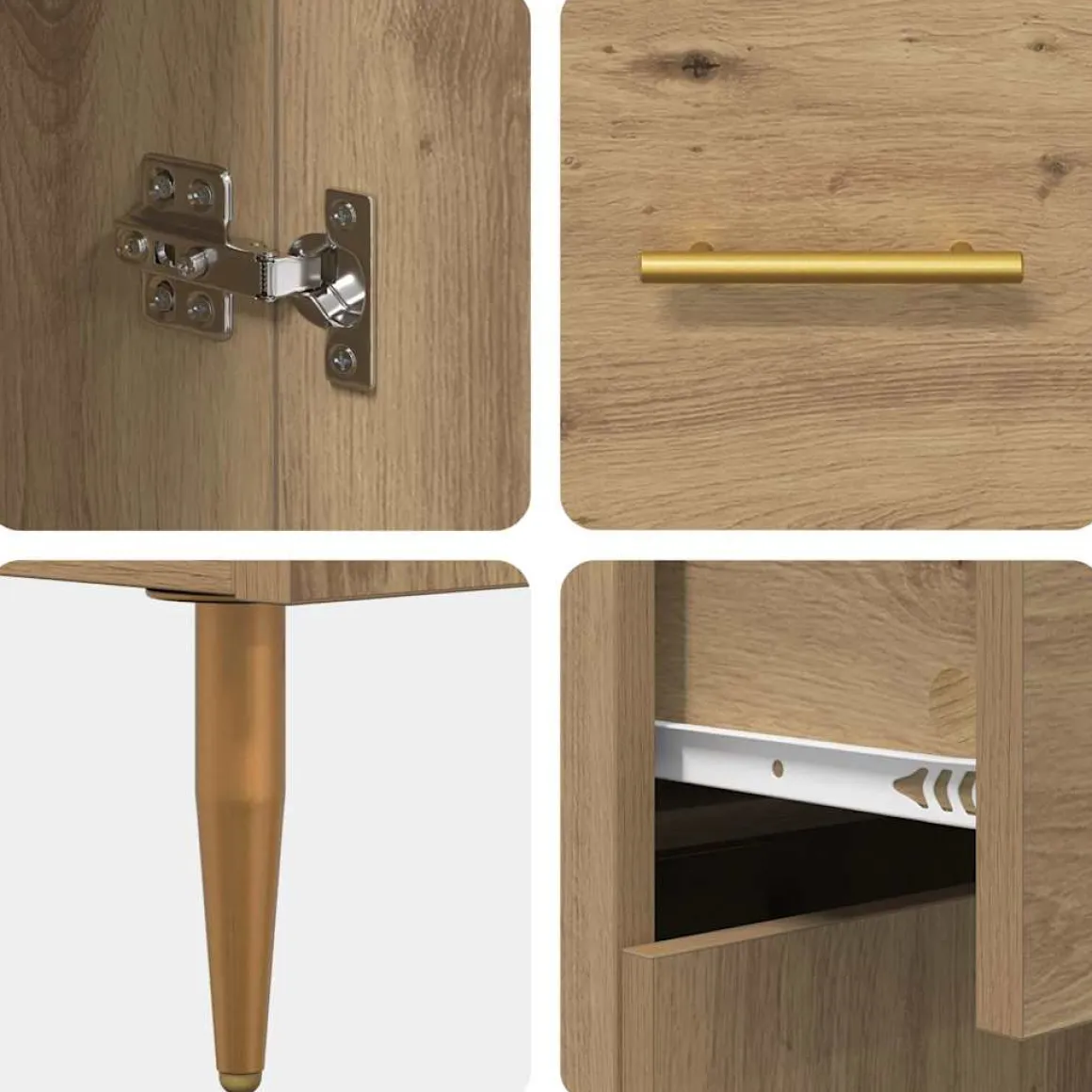 Armario auxiliar Mercedes 4 puertas + 2 cajones roble 180x69,5x34 cm