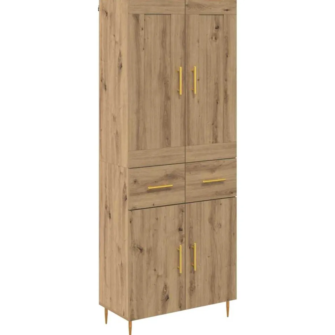 Armario auxiliar Mercedes 4 puertas + 2 cajones roble 180x69,5x34 cm