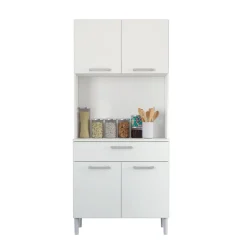 Armario auxiliar Musua 2 armarios + cajón + compartimento blanco 180x80x36 cm