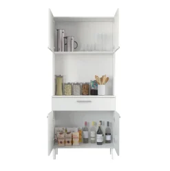 Armario auxiliar Musua 2 armarios + cajón + compartimento blanco 180x80x36 cm