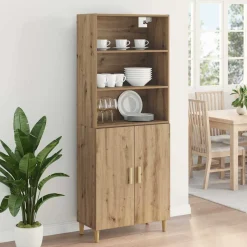 Armario auxiliar Nuria 2 puertas + 3 estantes roble 180x69,5x34 cm
