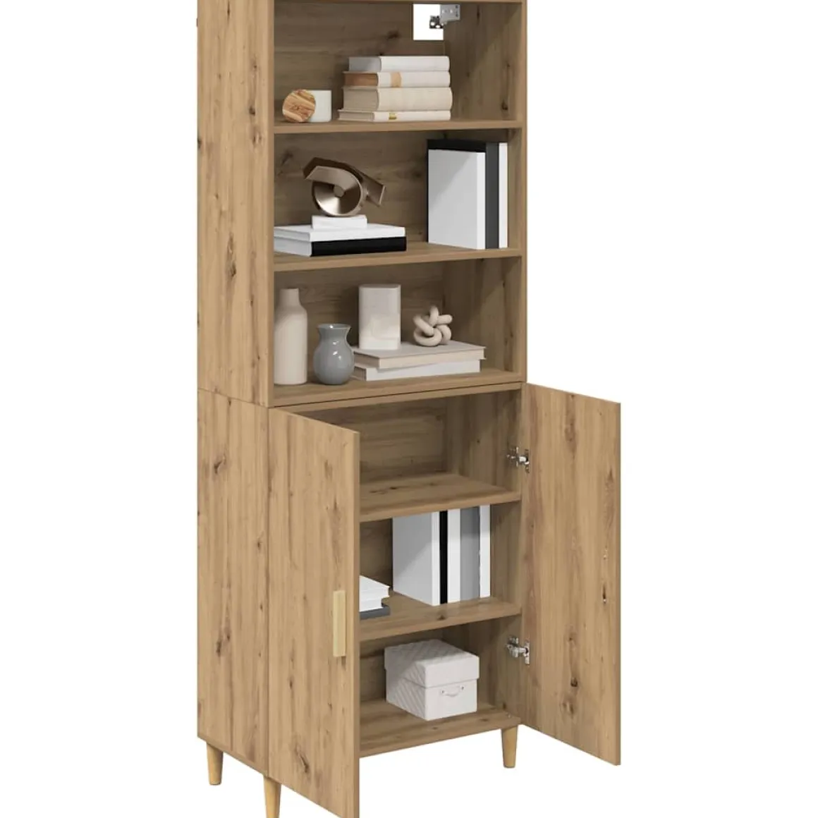 Armario auxiliar Nuria 2 puertas + 3 estantes roble 180x69,5x34 cm