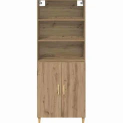Armario auxiliar Nuria 2 puertas + 3 estantes roble 180x69,5x34 cm