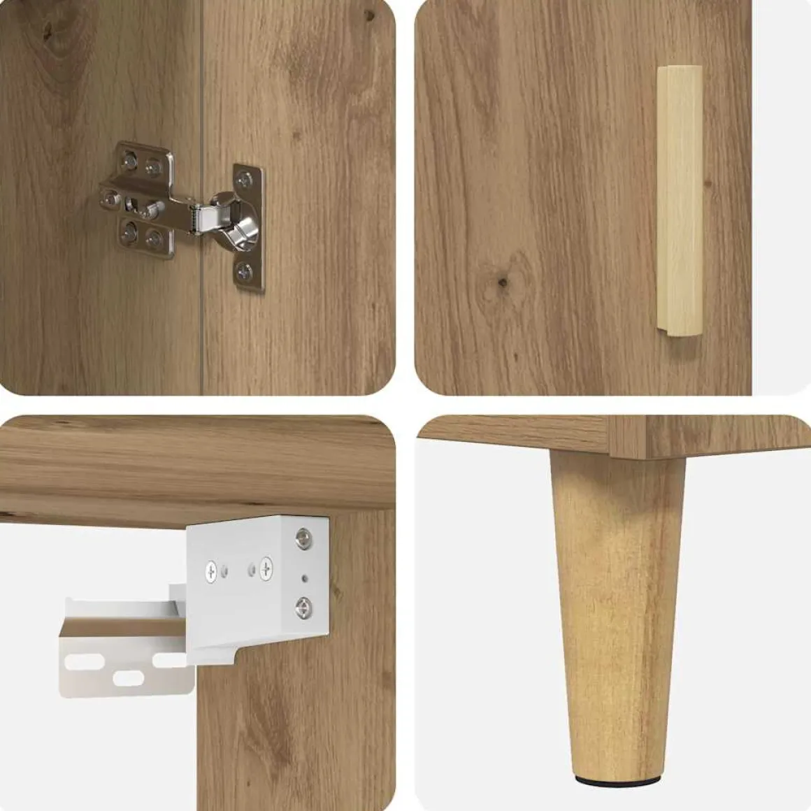 Armario auxiliar Nuria 2 puertas + 3 estantes roble 180x69,5x34 cm