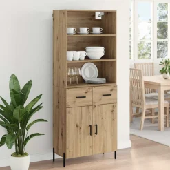 Armario auxiliar Sabina 3 estantes + 2 cajones + 2 puertas roble 180x69,5x32,5 cm