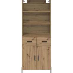 Armario auxiliar Sabina 3 estantes + 2 cajones + 2 puertas roble 180x69,5x32,5 cm