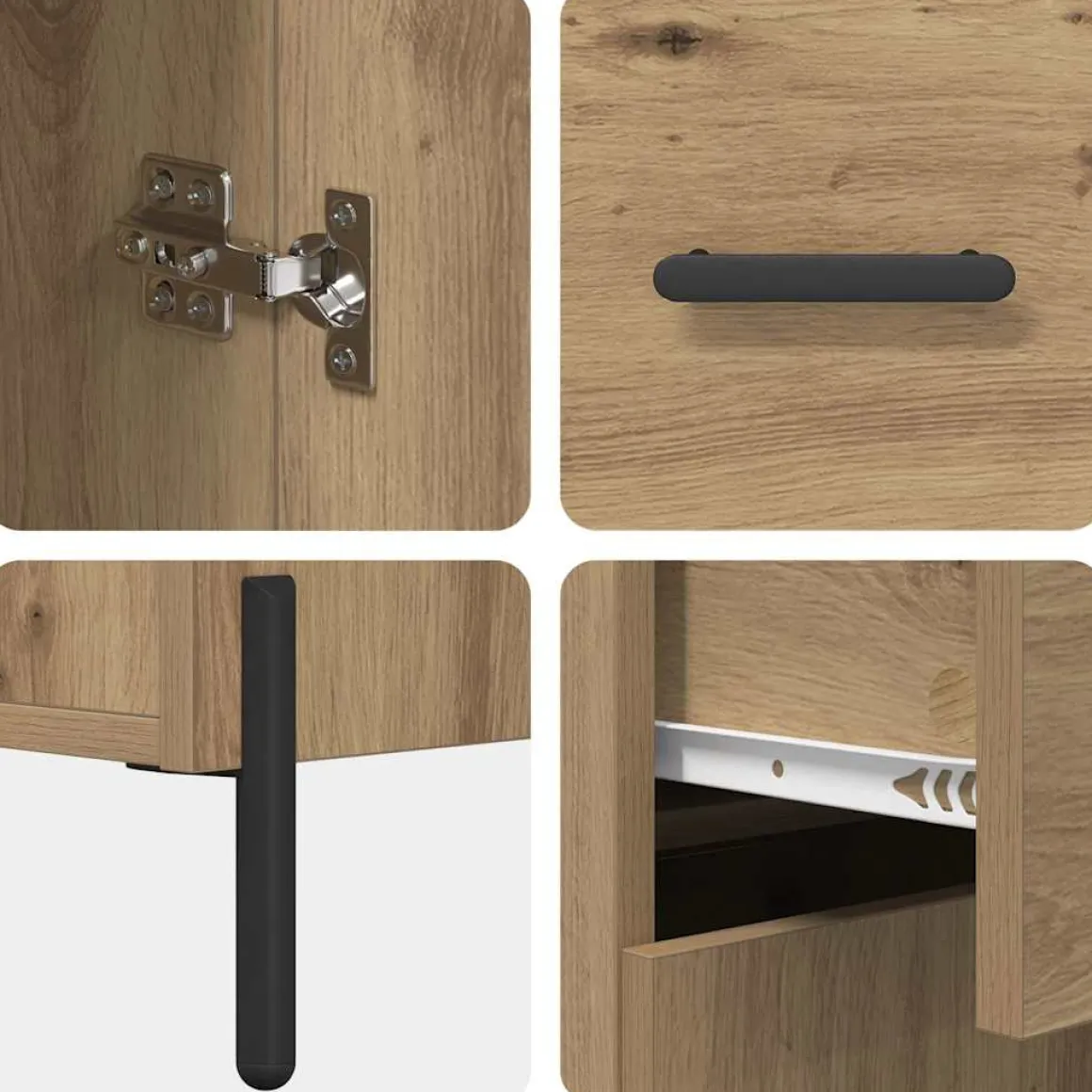 Armario auxiliar Sabina 3 estantes + 2 cajones + 2 puertas roble 180x69,5x32,5 cm