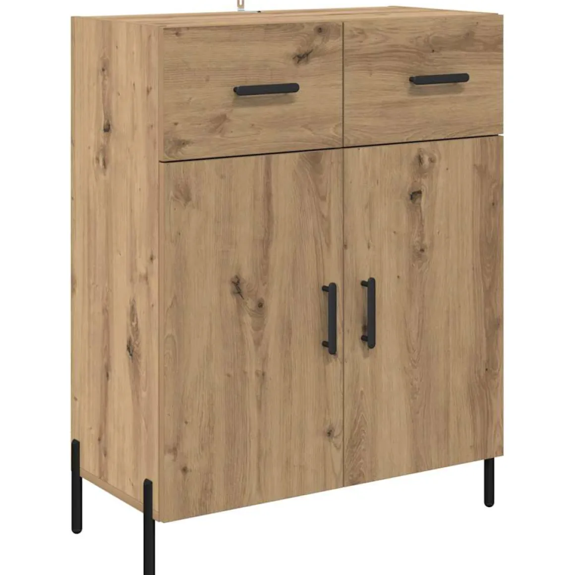 Armario auxiliar Sabina 3 estantes + 2 cajones + 2 puertas roble 180x69,5x32,5 cm