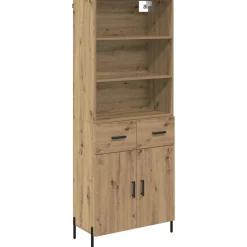 Armario auxiliar Sabina 3 estantes + 2 cajones + 2 puertas roble 180x69,5x32,5 cm